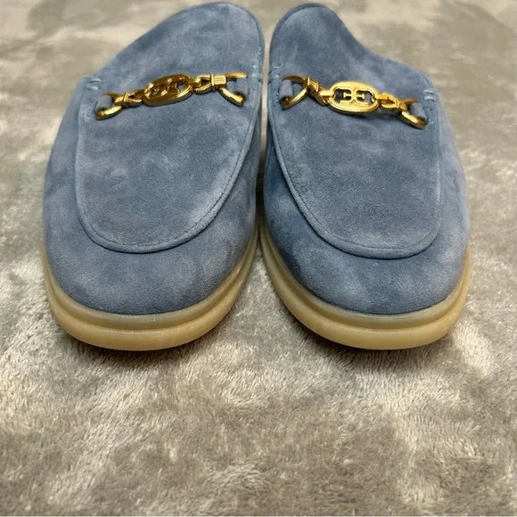 Sam Edelman Women’s Kira Blue & Gold Stone Suede Mule Size 9 M Slide On Shoes - Picture 12 of 16